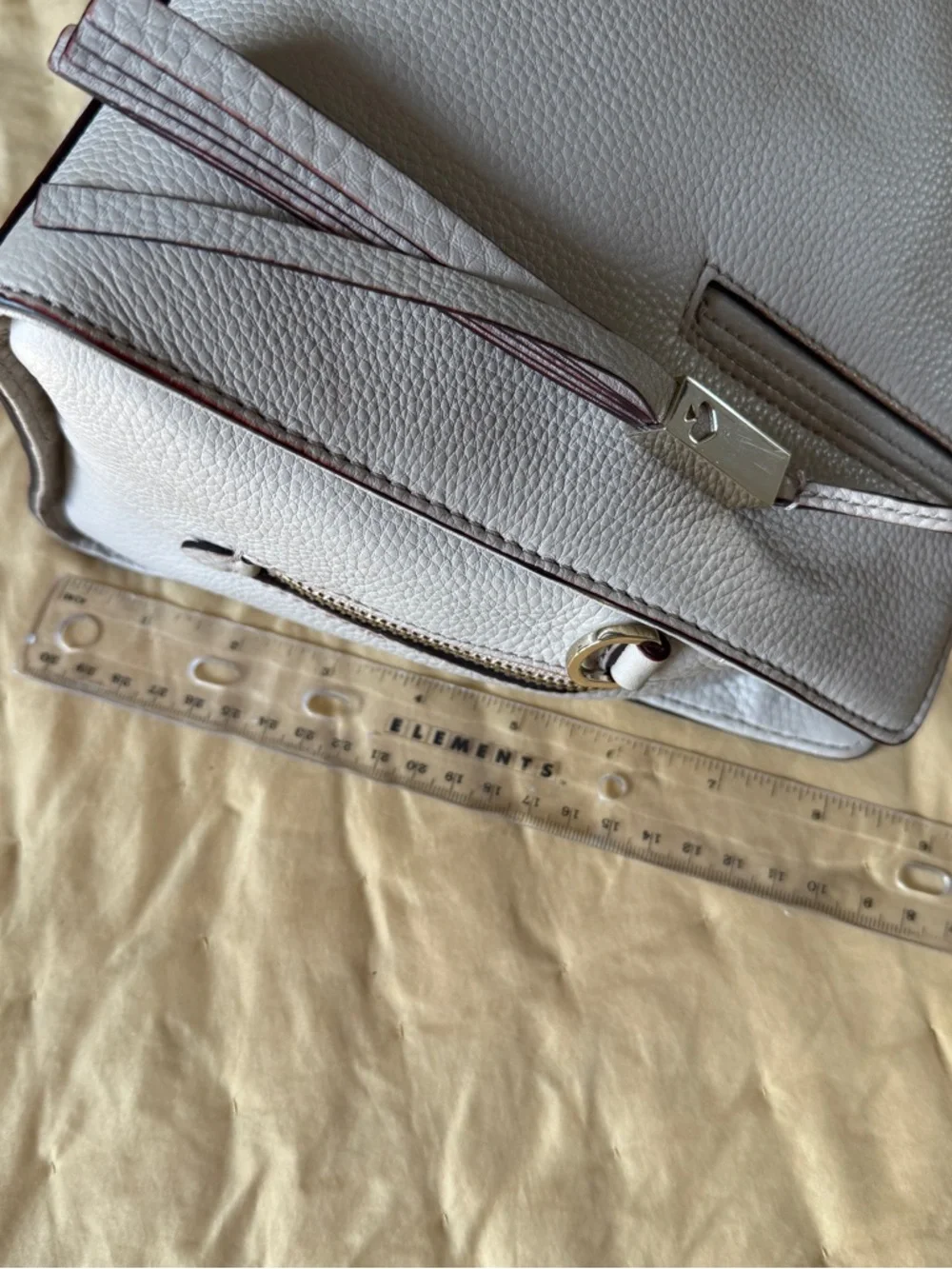 Kate Spade Pebbled Leather Satchel in Light Gray with Silver Hardware